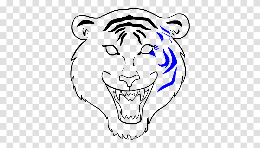 How To Draw Tiger Face Tiger Face Drawing Easy, Logo Transparent Png