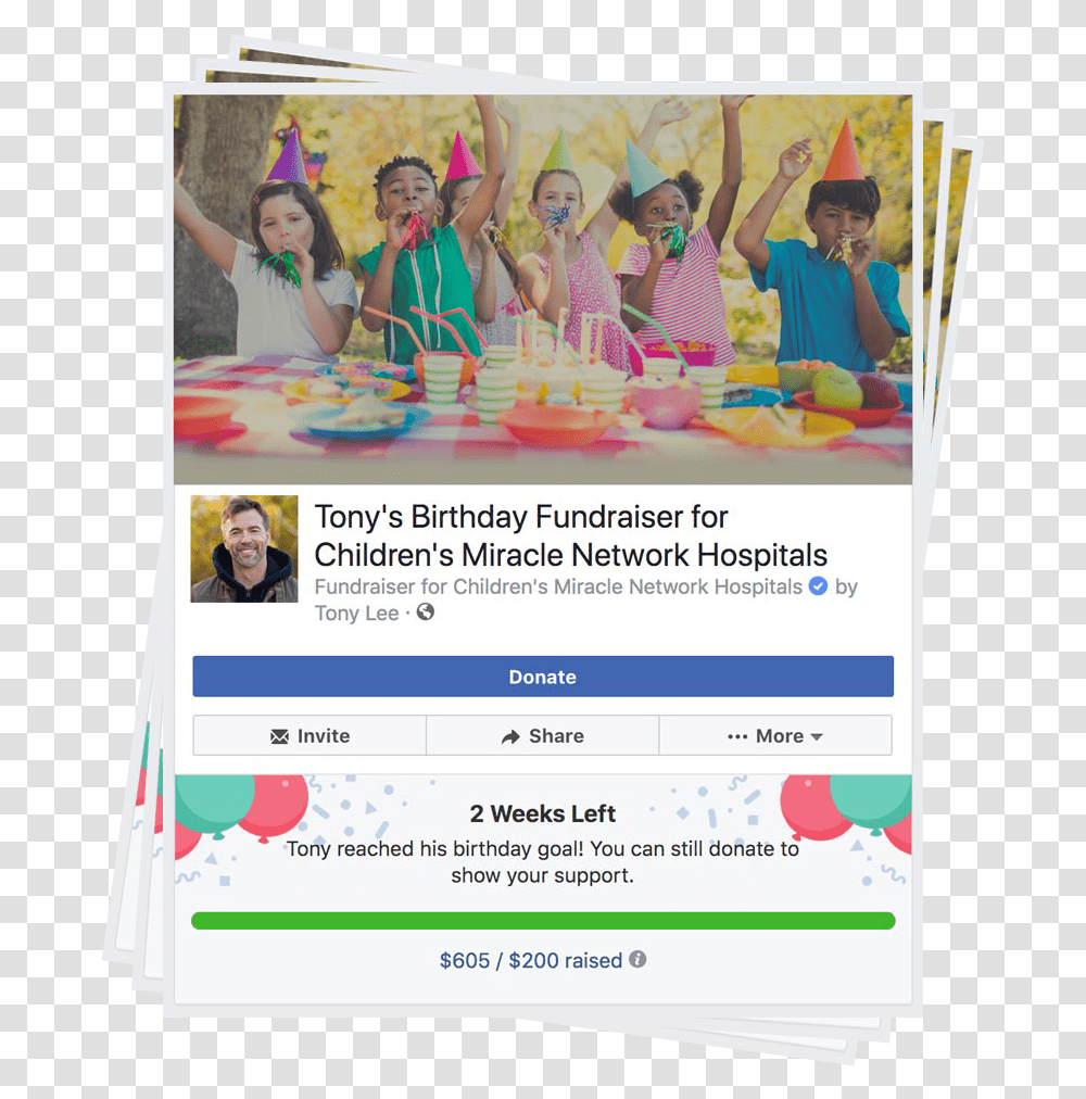 How To Get The Most Out Of Your Facebook Fundraiser Kids At A Birthday Party, Person, Advertisement, Poster, Clothing Transparent Png