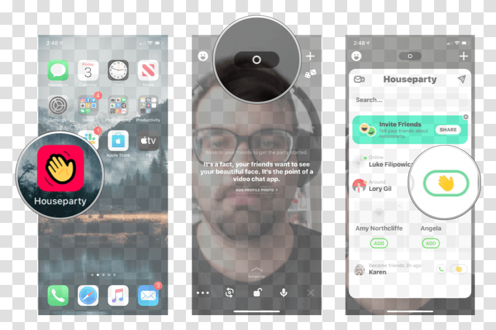 How To Screen Share Do You Screen Share On Houseparty, Glasses, Accessories, Accessory, Phone Transparent Png