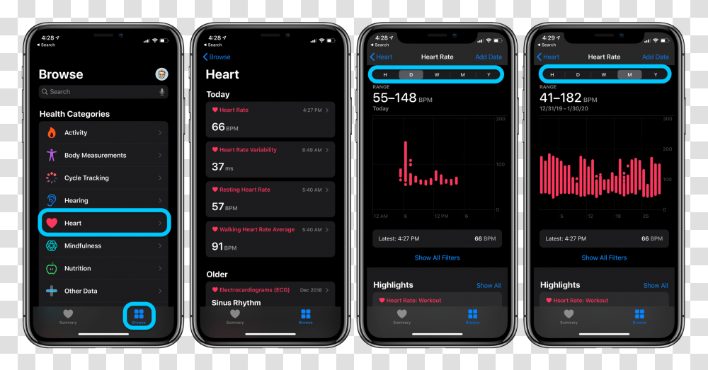How To See Heart Rate History Apple Watch Iphone Walkthrough Iphone, Mobile Phone, Electronics Transparent Png