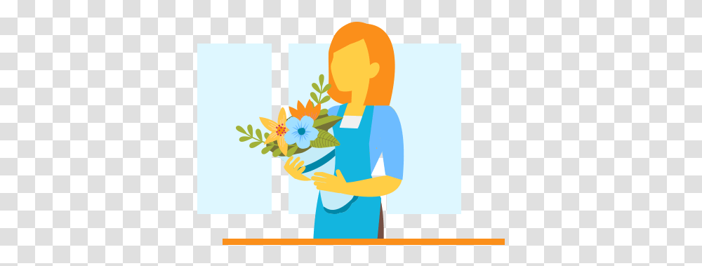 How To Sell Flowers Online 3dcart Flower Seller Cartoon, Plant, Blossom, Smelling, Photography Transparent Png