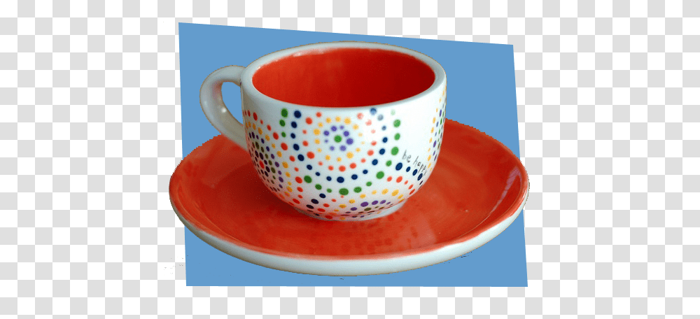 How To Tuesday Dotted Circle Cappuccino Cup & Saucer All Saucer, Pottery, Coffee Cup, Milk, Beverage Transparent Png