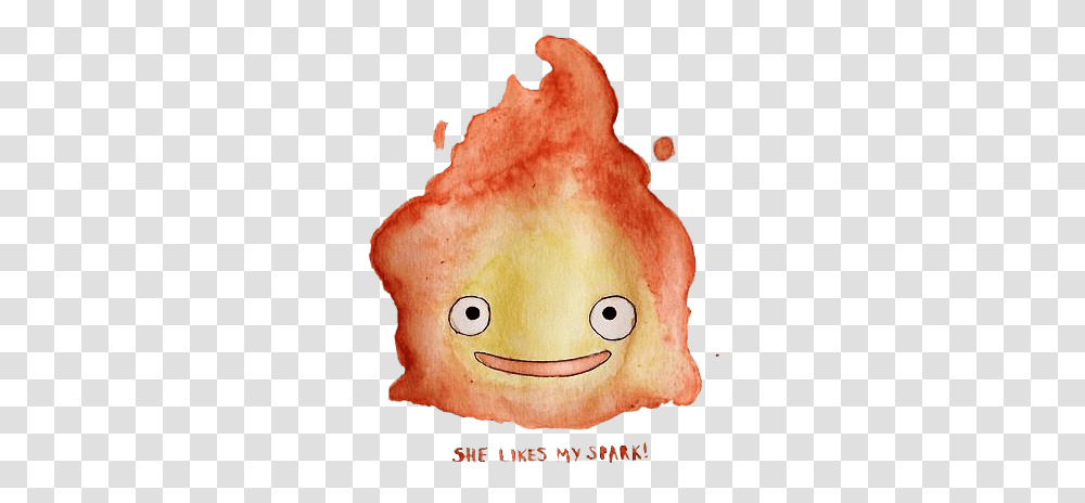 Howl S Moving Castle Watercolor And Calcifer Image Howl's Moving Castle Watercolor, Plant, Food, Fruit, Watermelon Transparent Png