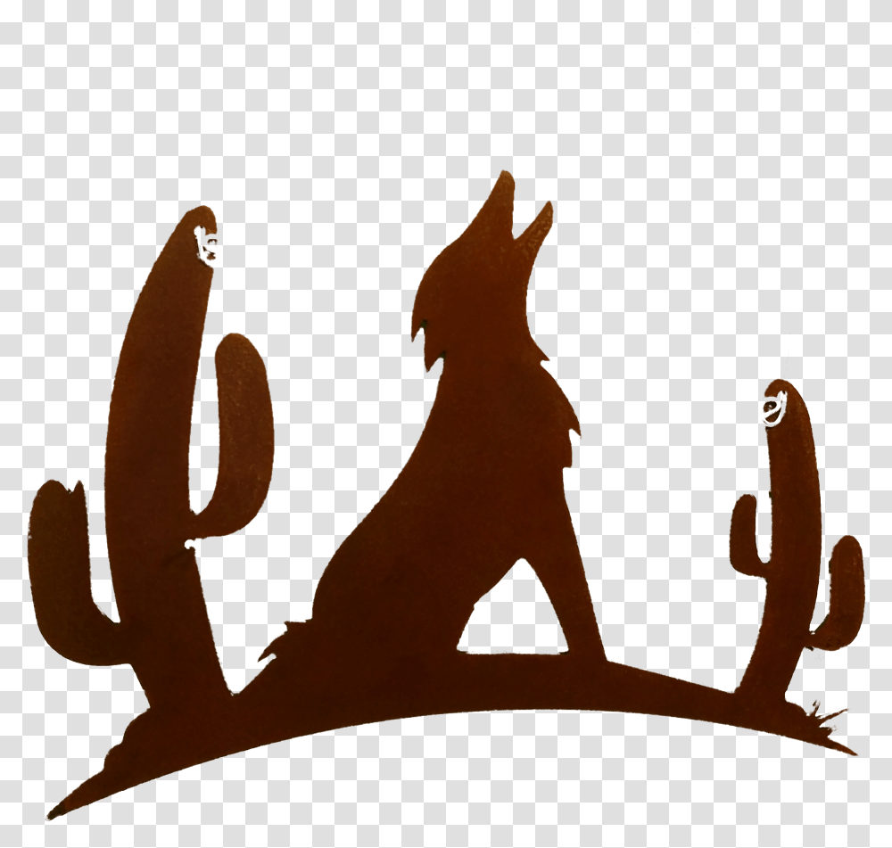 Howling Coyote With Cactus Larger Image Clipart Clip Art, Jewelry, Accessories, Accessory, Crown Transparent Png