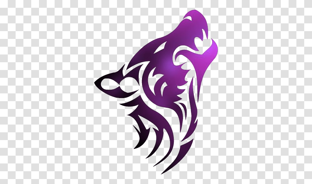 Howling Wolf Tattoo Designs Silhouette Tribal Wolf Tattoo, Purple, Dragon Transparent Png