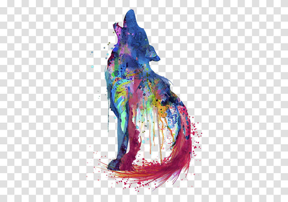 Howling Wolf Watercolor Silhouette Kids T Shirt Watercolor Painting Wolf, Graphics, Art, Paint Container, Modern Art Transparent Png