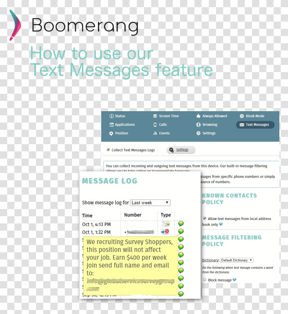 Howto Use Text Messages Feature Boomerang, File, Flyer, Poster, Paper Transparent Png