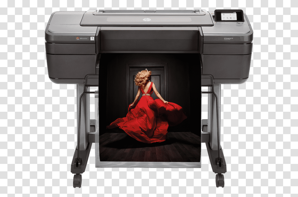 Hp Designjet Z6 24 In Postscript Printer, Machine, Person, Human, Leisure Activities Transparent Png
