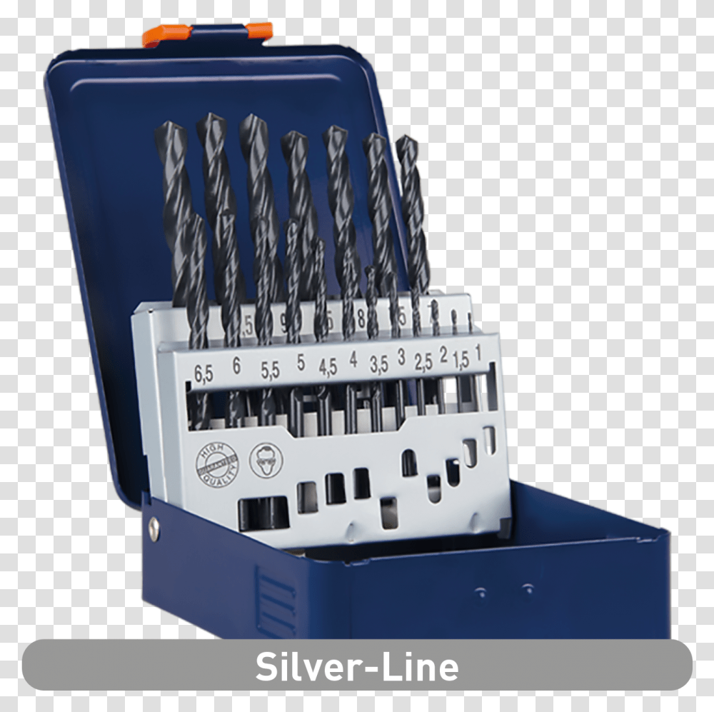 Hss R Jobber Drill Bit Set Silver Line In Metal Cassette Hand Tool, Electrical Device, Fuse Transparent Png