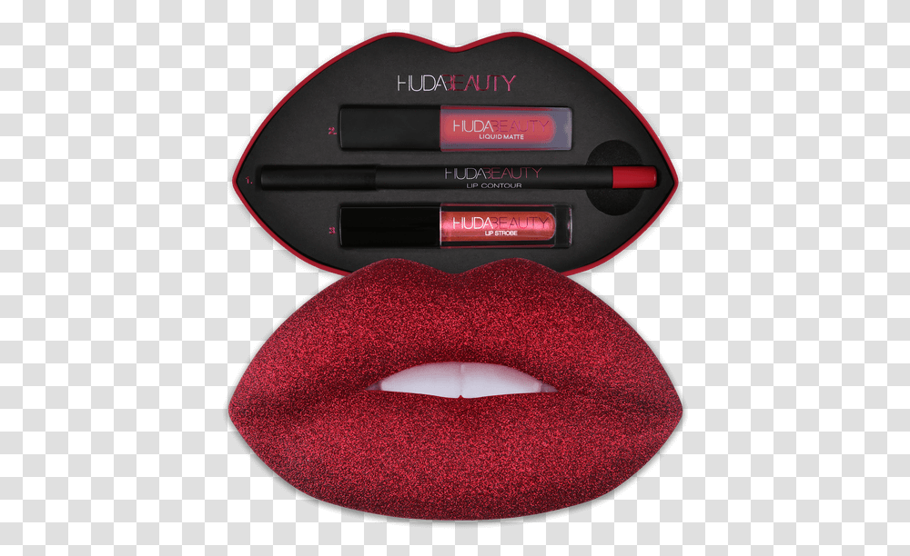 Hudabeautycheerleadersauceycontourstrobeset Huda Beauty Icon, Cushion, Mouth, Lip, Cosmetics Transparent Png