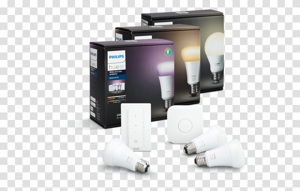 Hue White And Colour Ambiance Starter Kit E27 Philips Hue, Electronics, Light, Monitor, Screen Transparent Png