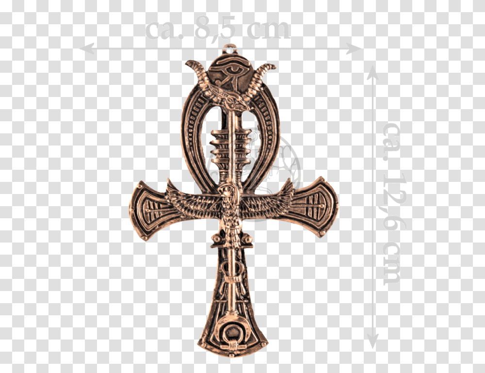 Huge Ankh With Horus Isis Amp Egyptian Symbols Ankh With Horns, Cross, Crucifix, Emblem Transparent Png