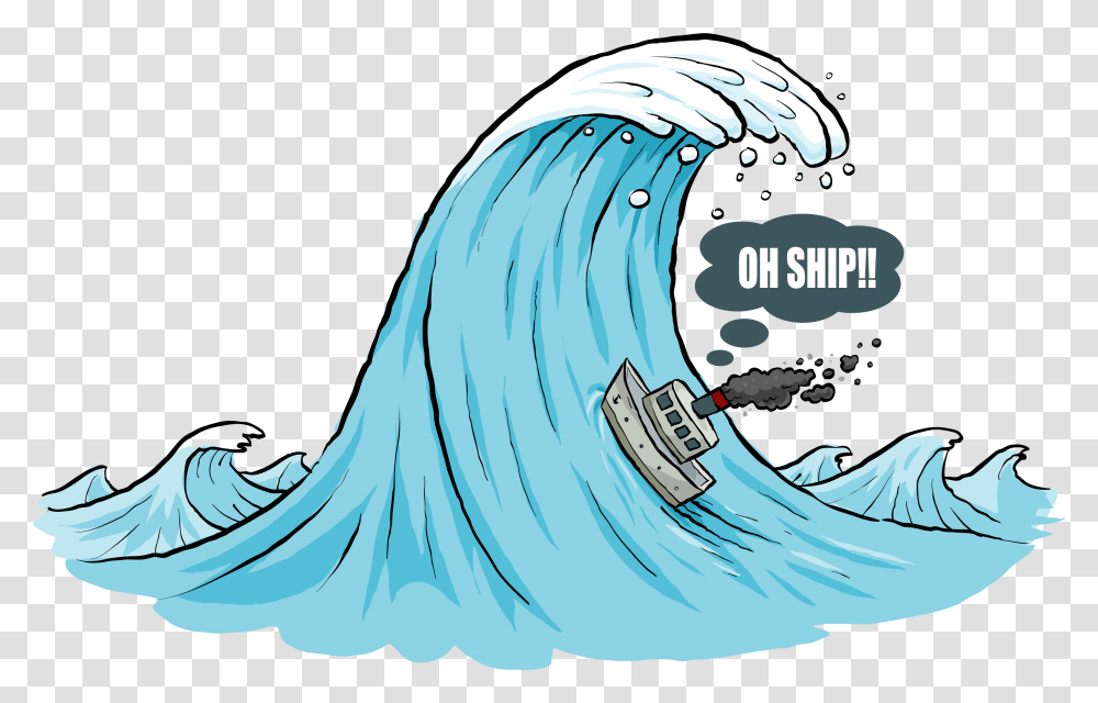 Huge Surf Wave Cartoon, Nature, Outdoors, Sea, Water Transparent Png