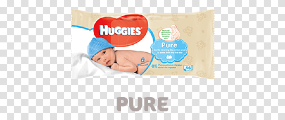 Huggies Pure Wipes 56s Huggies Pure Baby Wipes, Newborn, Person, Head, Diaper Transparent Png