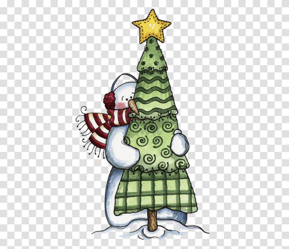 Hugging An Evergreen For Cartoon Christmas Tree Drawing, Plant, Ornament Transparent Png