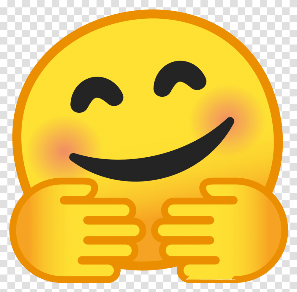 Hugging Face Icon Noto Emoji Smileys Iconset Google Emoticon Hug, Food, Label, Text, Finger Transparent Png