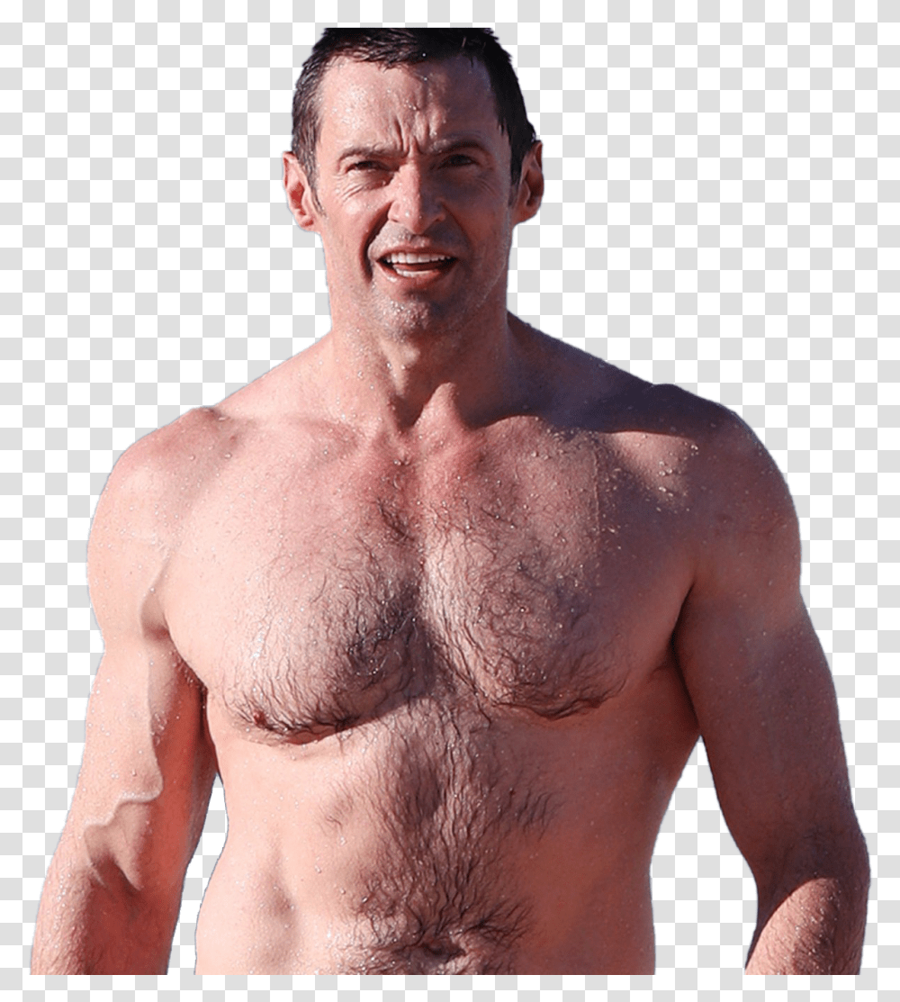 Hugh Jackman Free Beach Body With Hair, Person, Human, Torso, Face Transparent Png