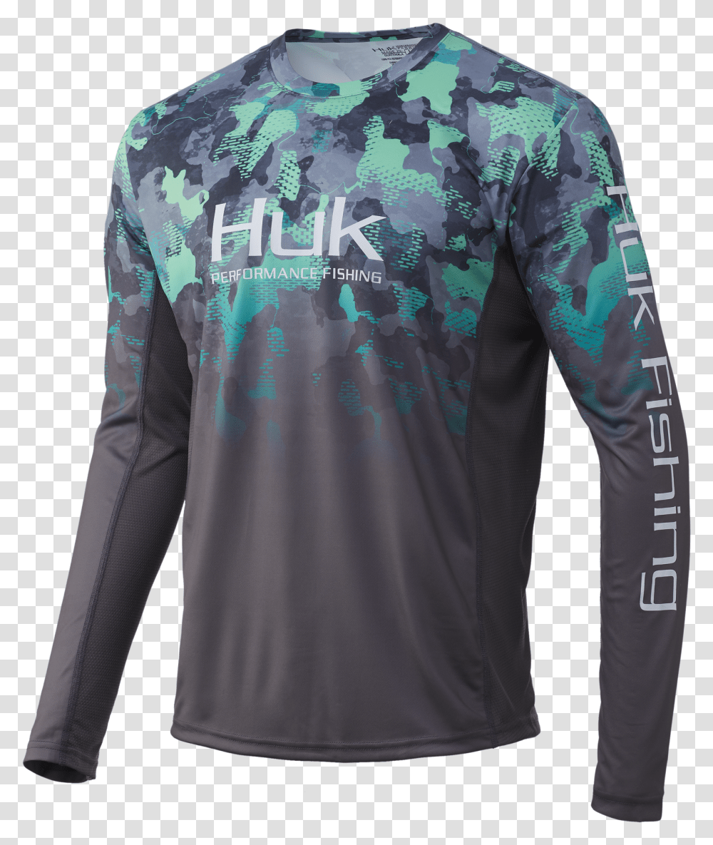 Huk Icon X Refraction Fade Shirt Fishing Shirts Long Sleeve, Clothing, Apparel, Military Uniform, Jersey Transparent Png