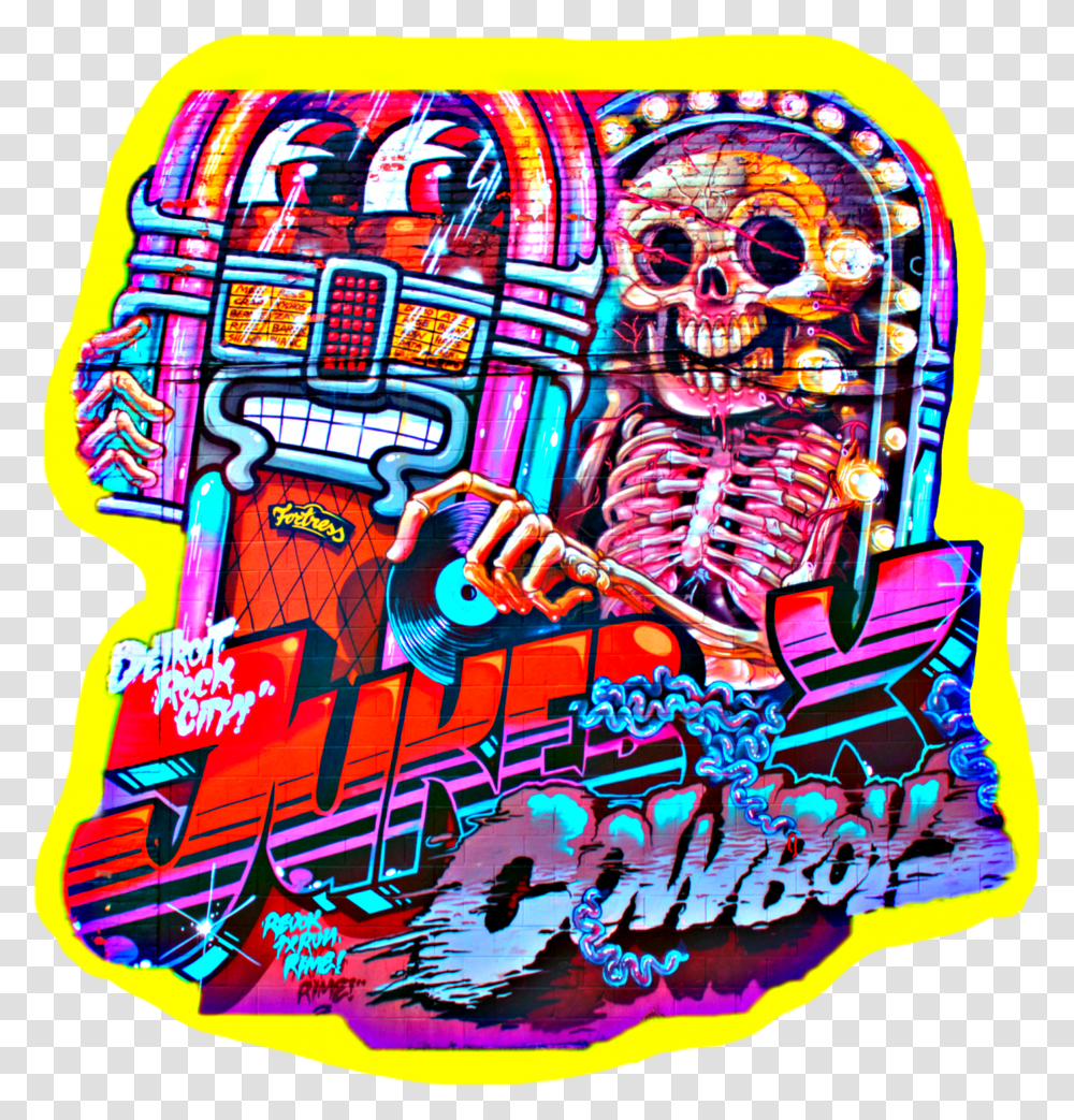Hukebox Cowboy Skull Skeleton Music Grafiti Street Art Transparent Png