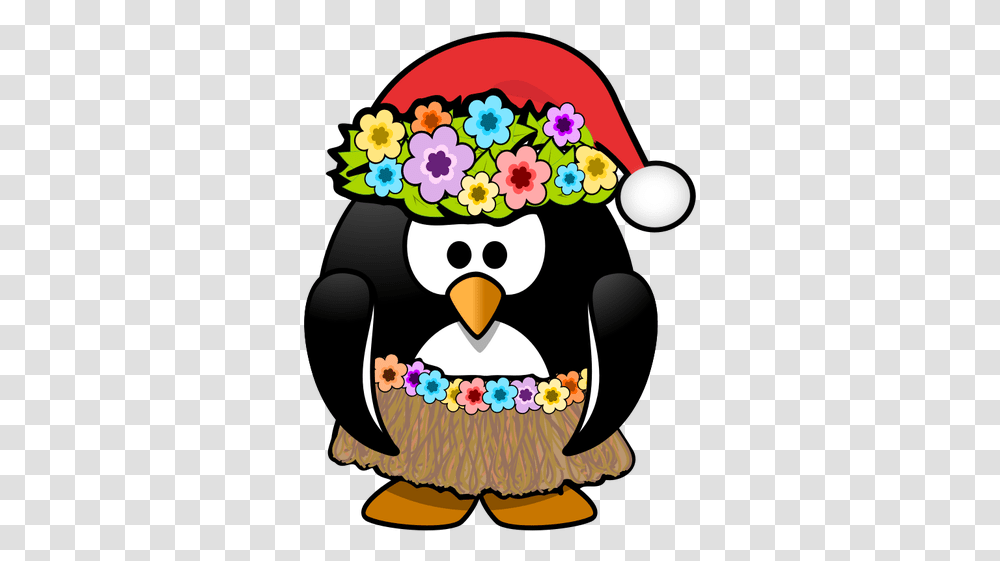 Hula Penguin Ready With Christmas Hat Vector Clip Art Free Svg Clipart Christmas In July Penguin, Graphics, Bird, Animal, Meal Transparent Png