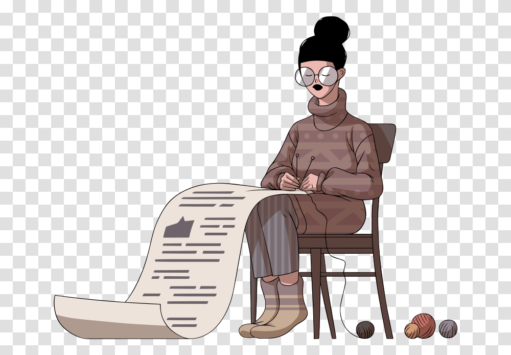 Humaaans Style Illustration, Sitting, Person, Furniture, Chair Transparent Png