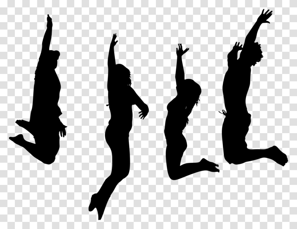 Human Behaviorperforming Artssilhouette Silhouette Jumping For Joy, Gray, World Of Warcraft Transparent Png