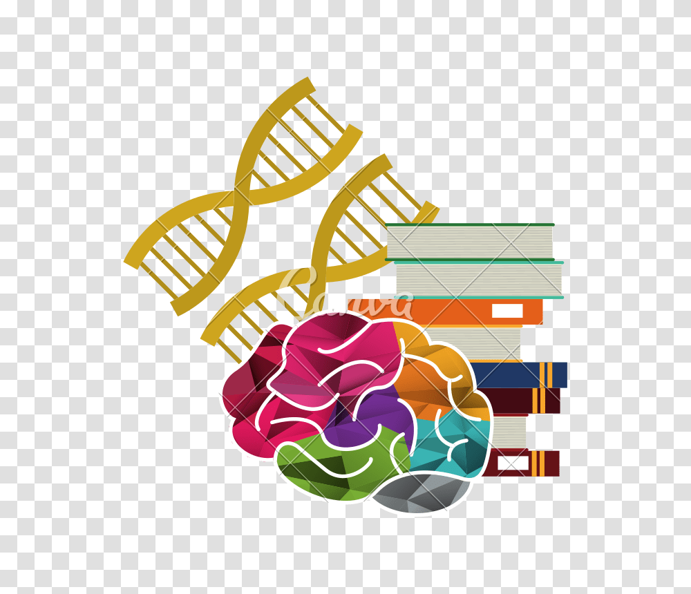 Human Brain And Books With Dna Strands Icon Image, Floral Design, Pattern Transparent Png