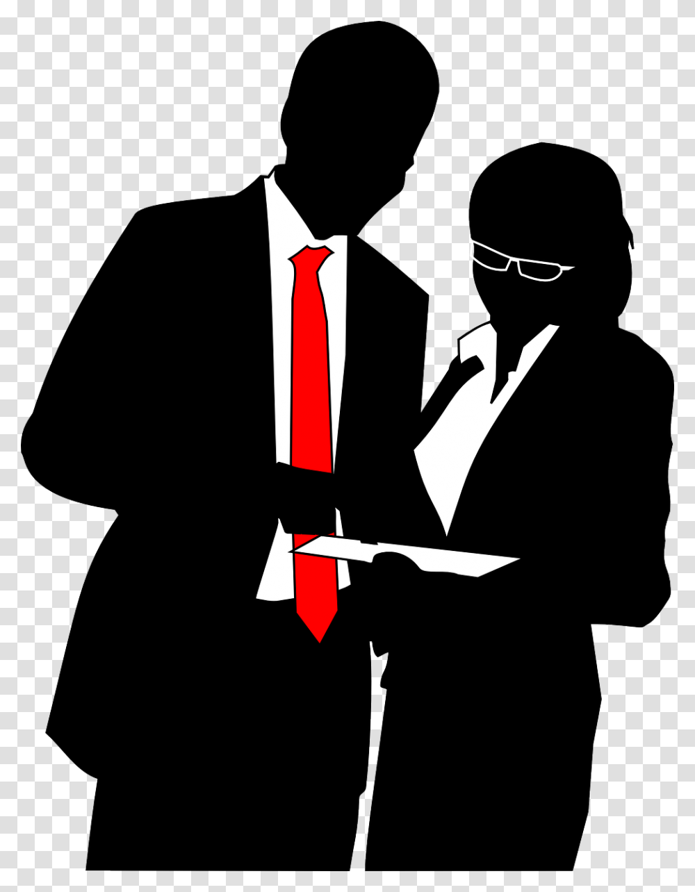 Human Business Woman And Man Silhouette, Person, Waiter, Tie, Accessories Transparent Png