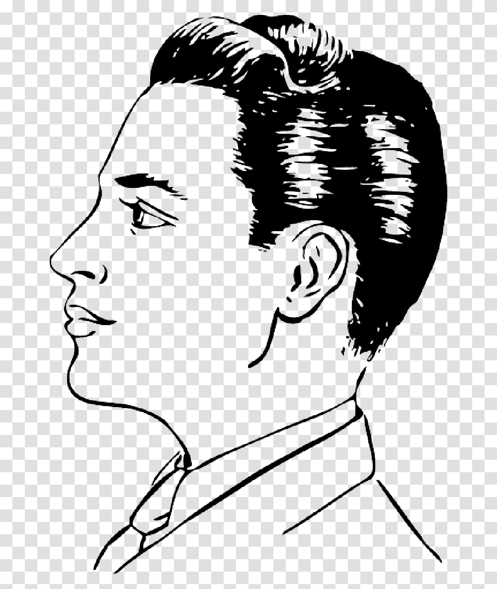 Human Face Side Profile Cartoon Man, Head, Person, Label Transparent Png