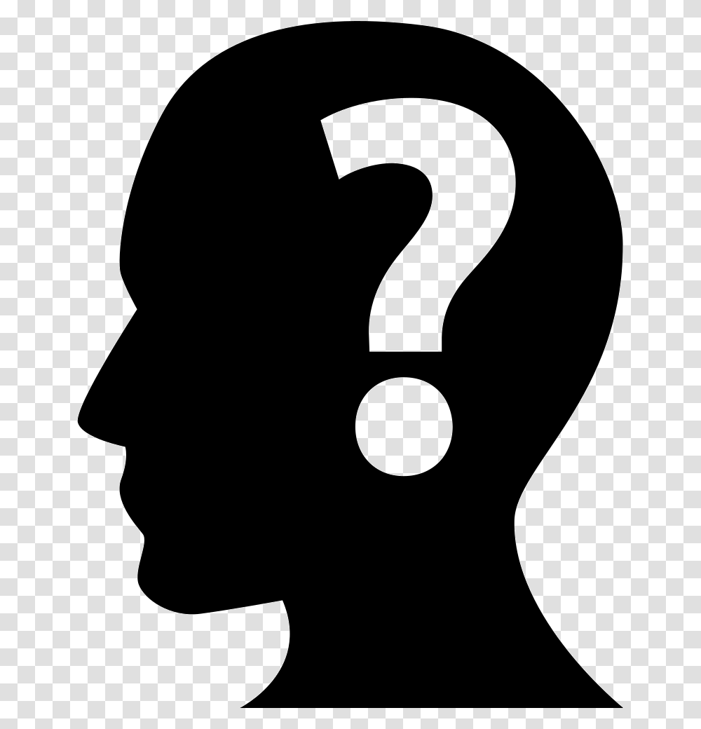 Human Head With A Question Mark Inside Icon Free Download, Silhouette, Stencil, Number Transparent Png