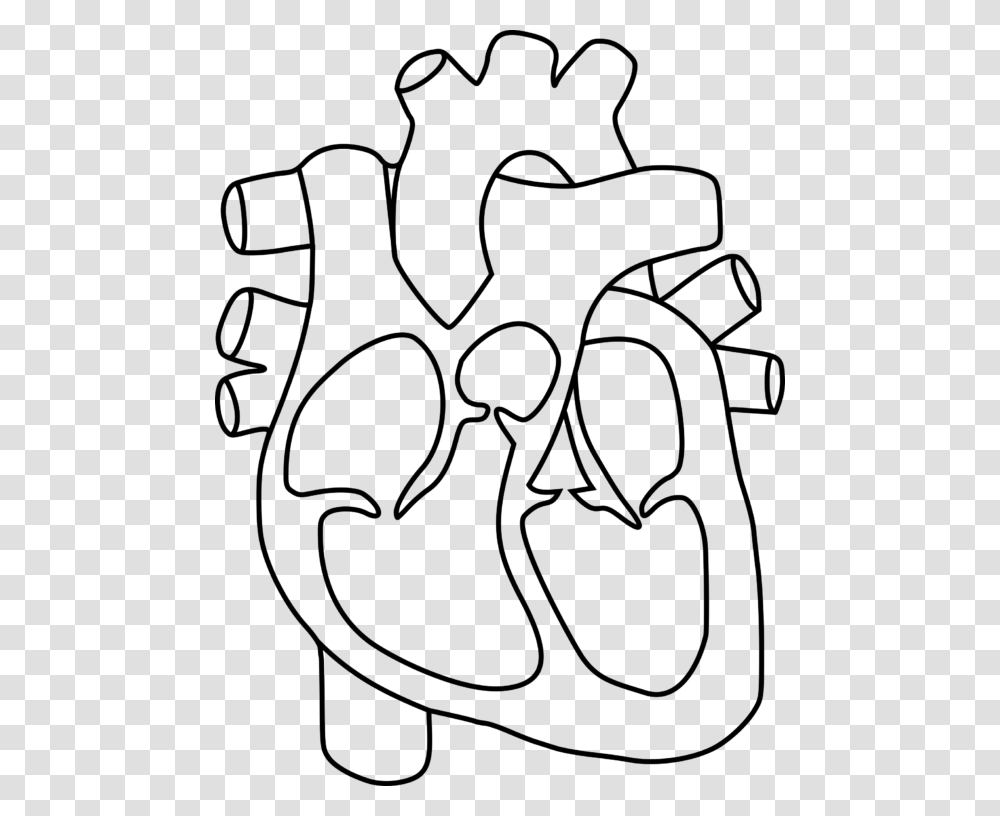 Human Heart Clipart Group Banner Black And White Outline Drawing Of Human Heart, Gray, World Of Warcraft Transparent Png