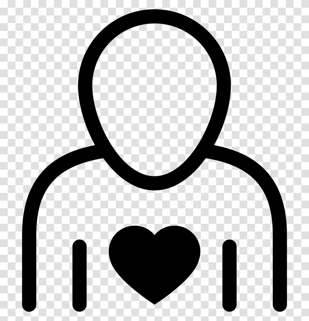 Human Outline With Heart Icon Free Download, Stencil, Silhouette Transparent Png