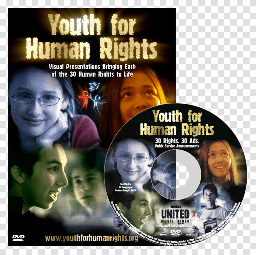 Human Rights Public Service Announcements Now Playing Youth For Human Rights Booklet, Person, Disk, Glasses, Accessories Transparent Png