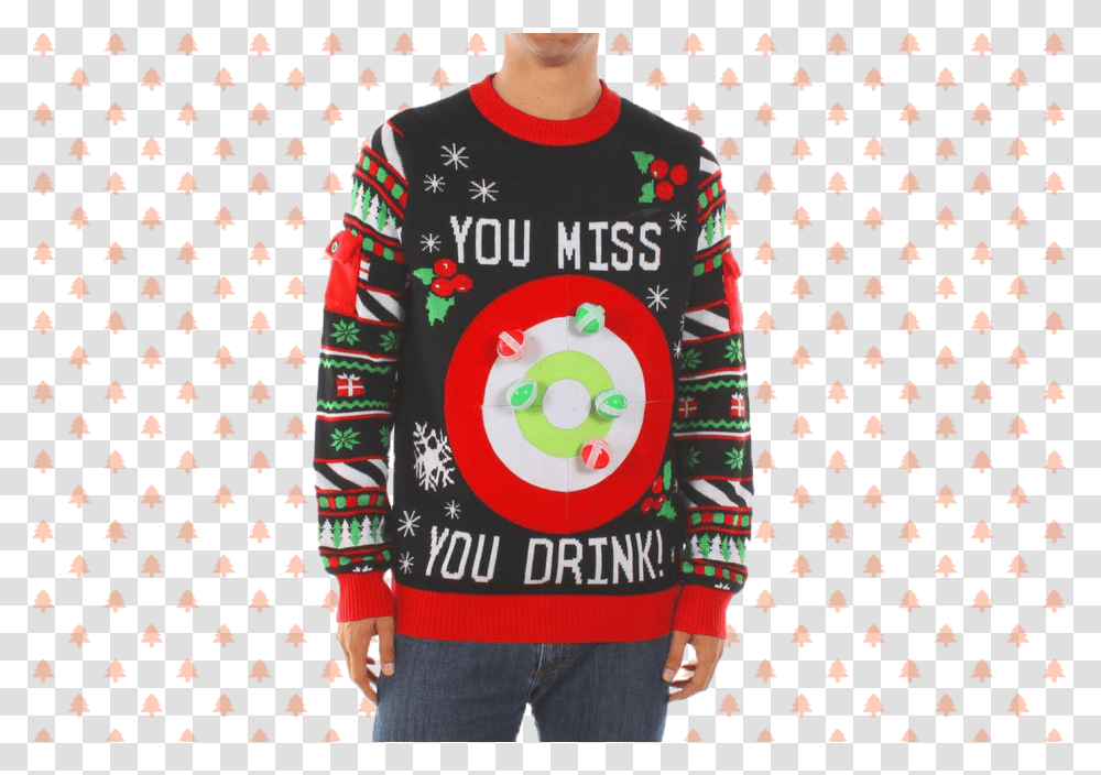 Human Target Christmas Ugly Sweater Ugly Christmas Funny Christmas Sweater, Sleeve, Long Sleeve, Person Transparent Png