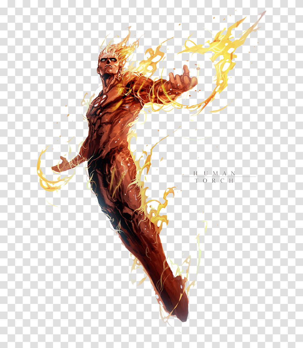 Human Torch Marvel, Person, Fire Transparent Png