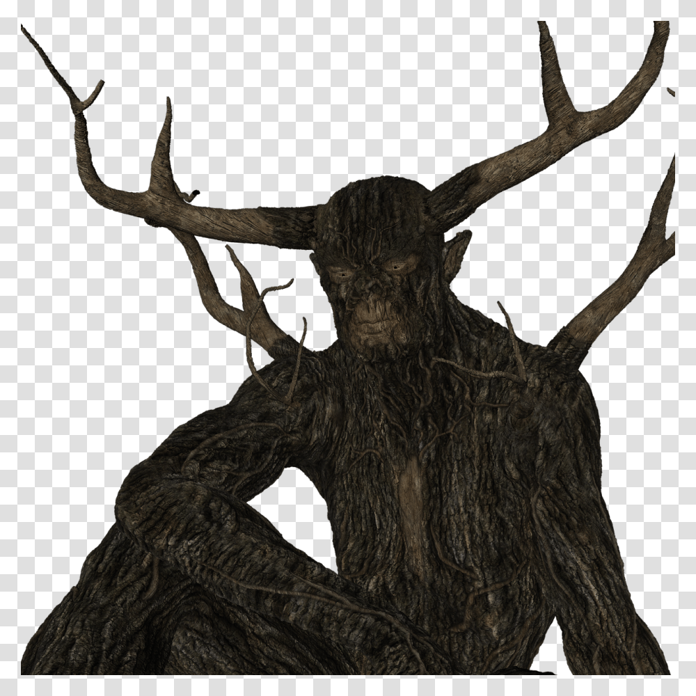 Human With Deer Antlers, Tree, Plant, Cross Transparent Png
