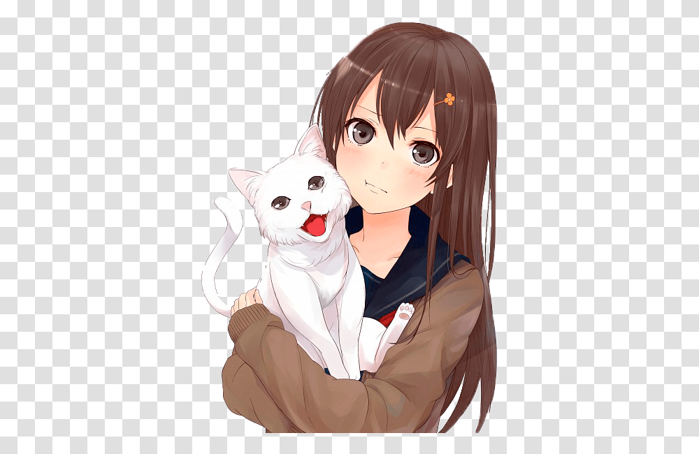 Humana Cute Anime Girls With Brown Hair And Brown Eyes Chica Anime, Person, Comics, Book, Manga Transparent Png