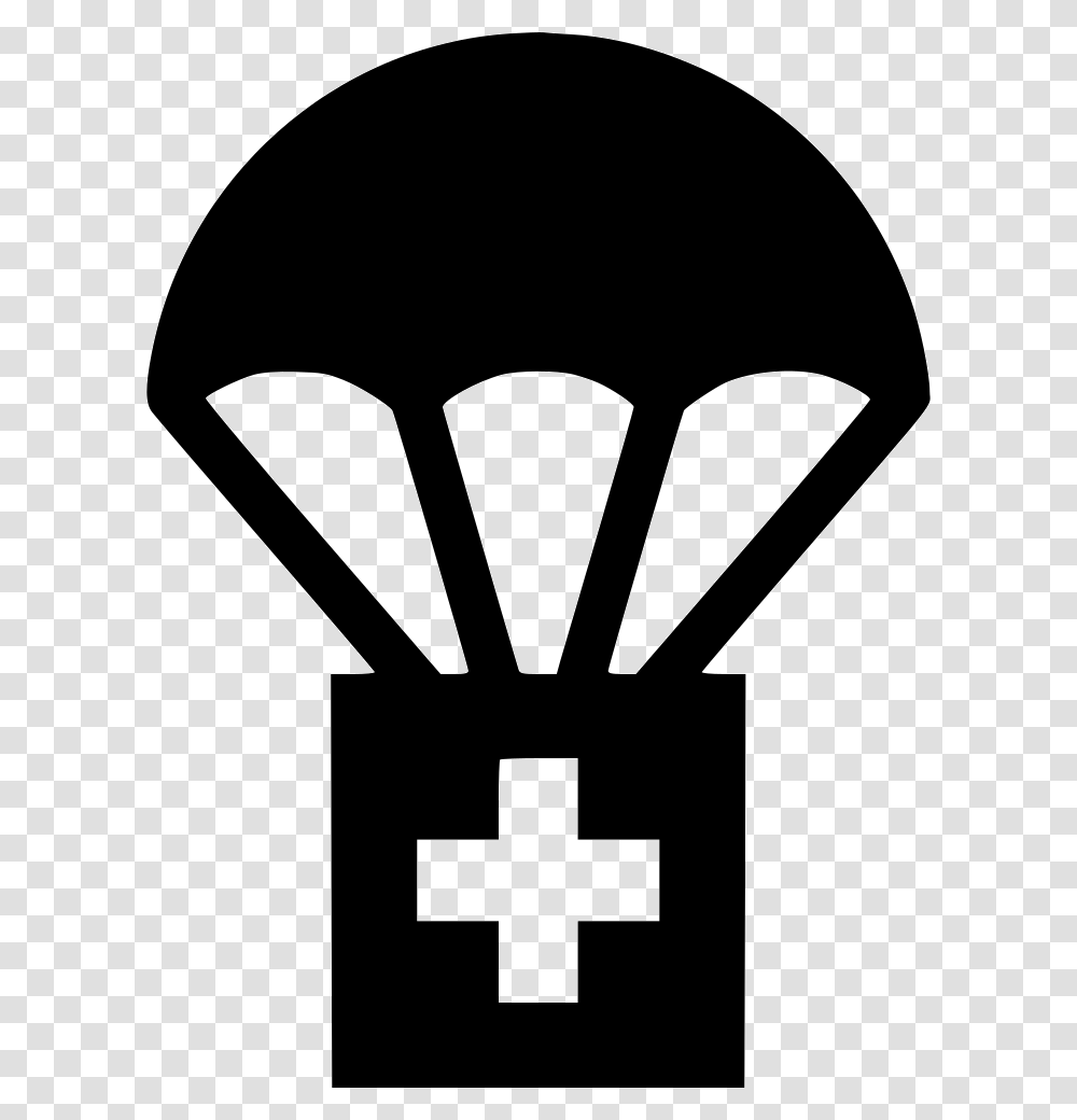 Humanitarian Assistance The Parachute Sending Humanitarian Cross, Light, Transportation, Vehicle, Stencil Transparent Png
