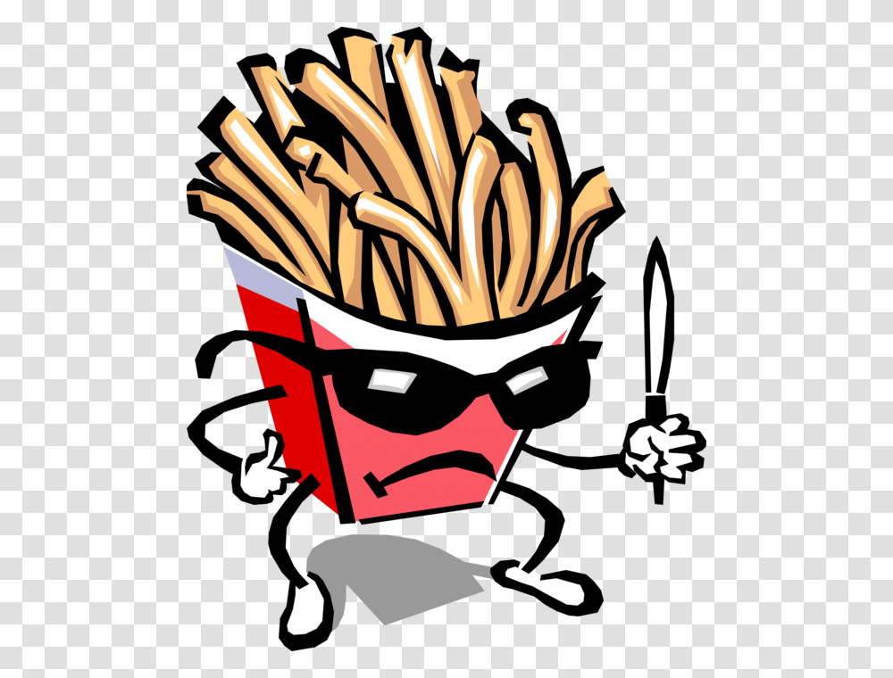 Humanoid French Fry Guy With Sunglasses, Fries, Food Transparent Png