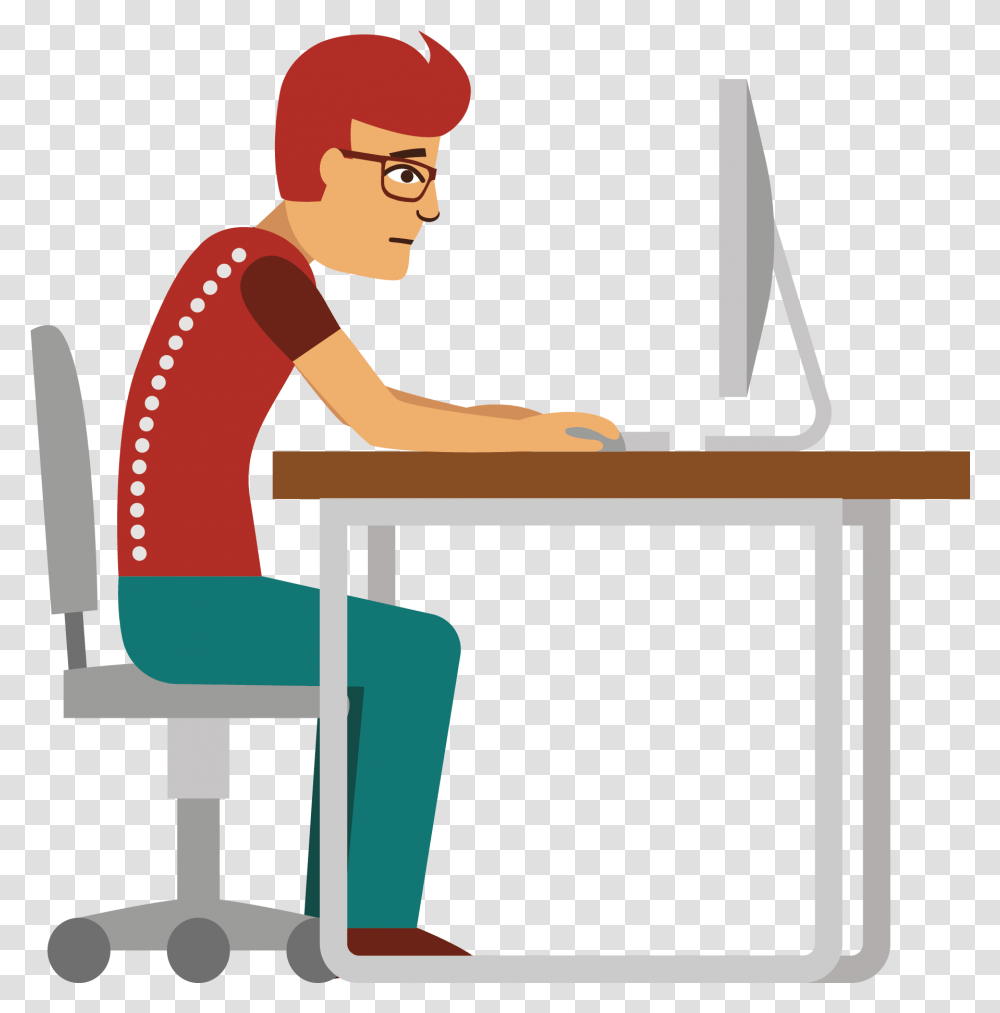 Humans Clipart Office Person Picture 1378503 Office Syndrome, Standing, Furniture, Table, Desk Transparent Png