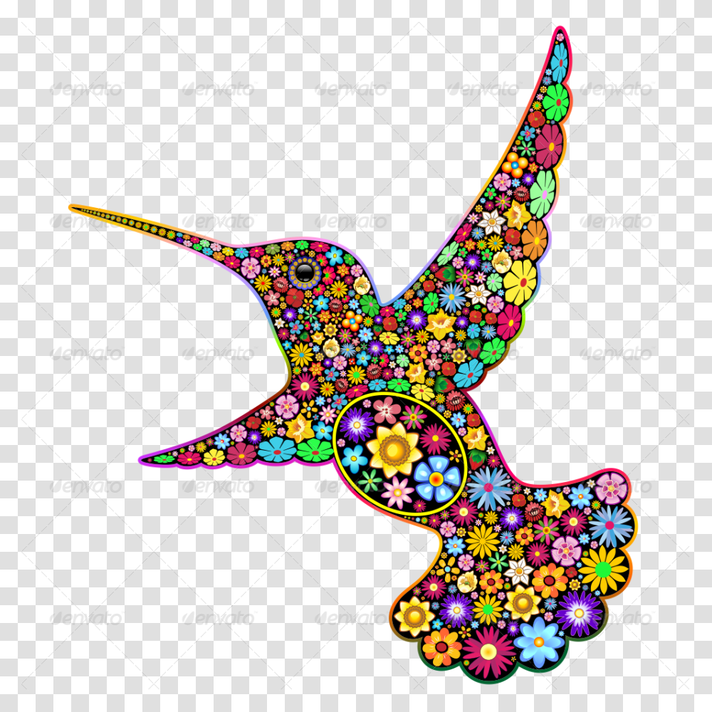 Humming Bird Clipart Hummingbird Floral, Star Symbol, Ornament, Crowd Transparent Png