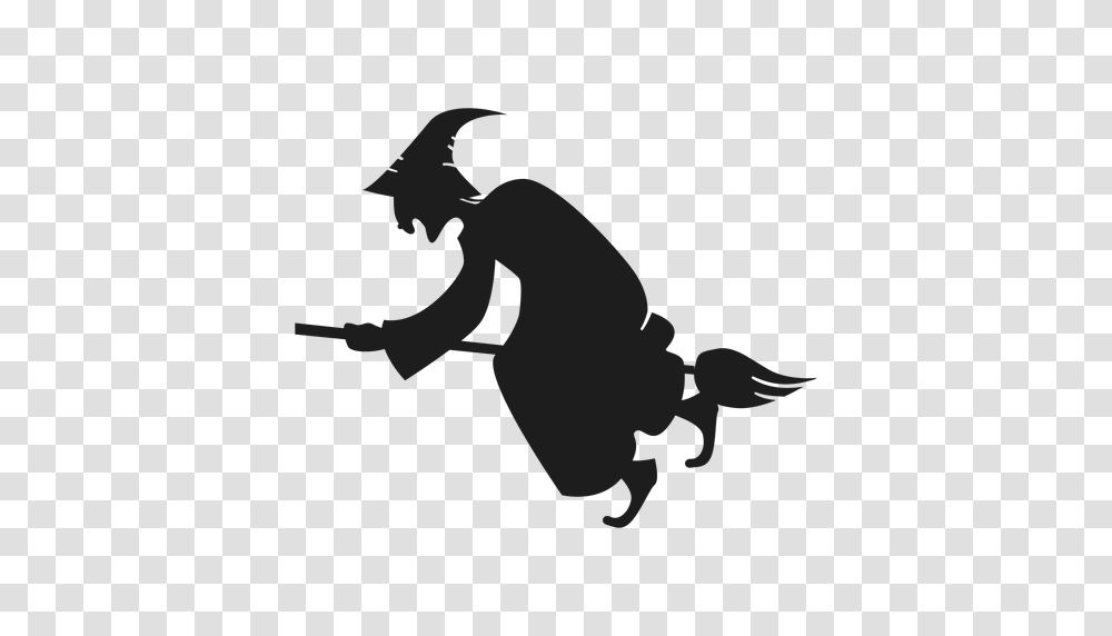 Hunchback Witch Silhouette, Person, Human, Kneeling, Bird Transparent Png