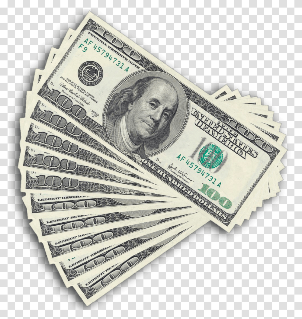 Hundred Dollar Bill Hundred Dollar Bills, Book, Money, Person, Human Transparent Png