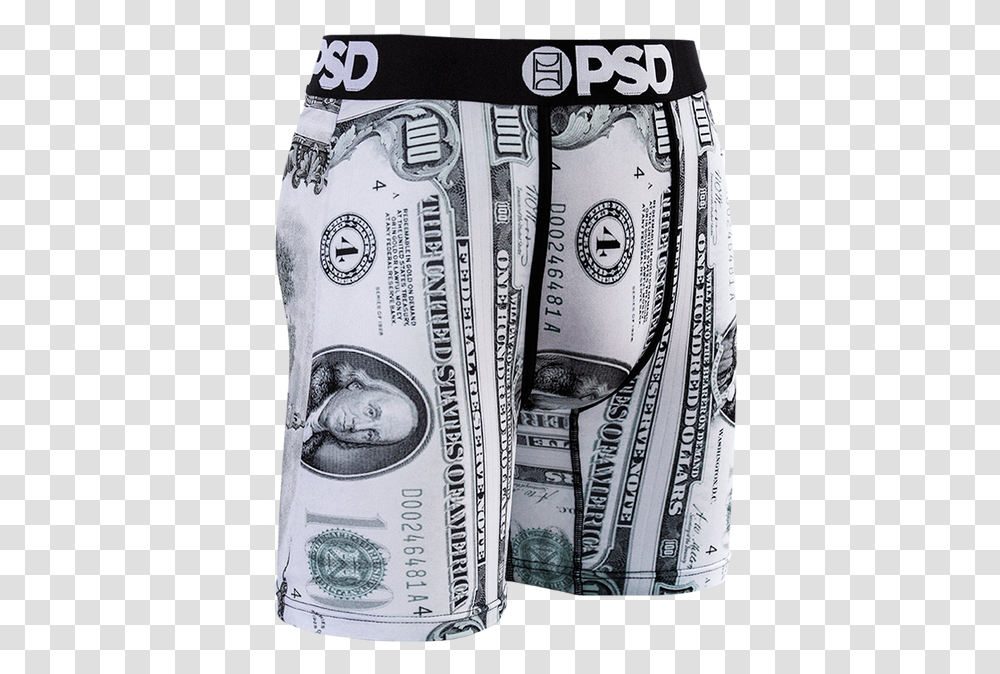 Hundred Dollar Bills Boxer Briefs Board Short, Book, Money Transparent Png