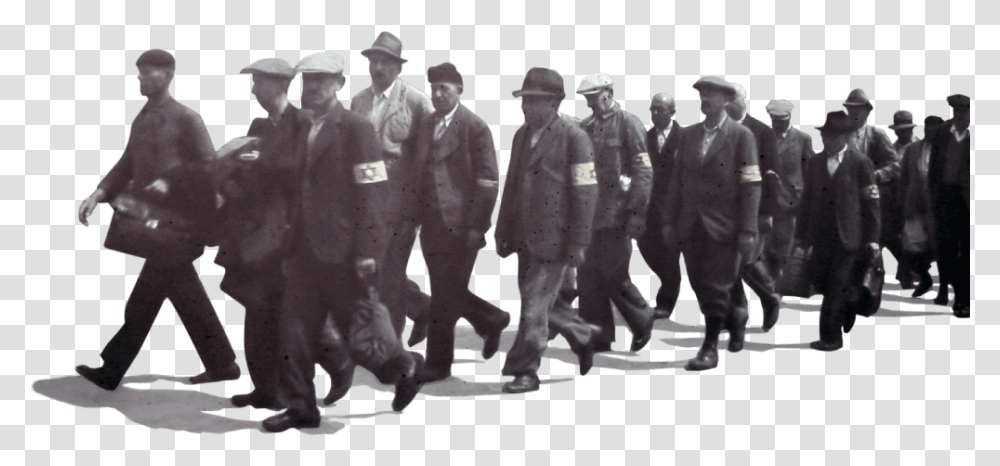 Hungarian Jewish Men Forced To March In The Munkaszolglat Military Officer, Person, Coat, Tarmac Transparent Png
