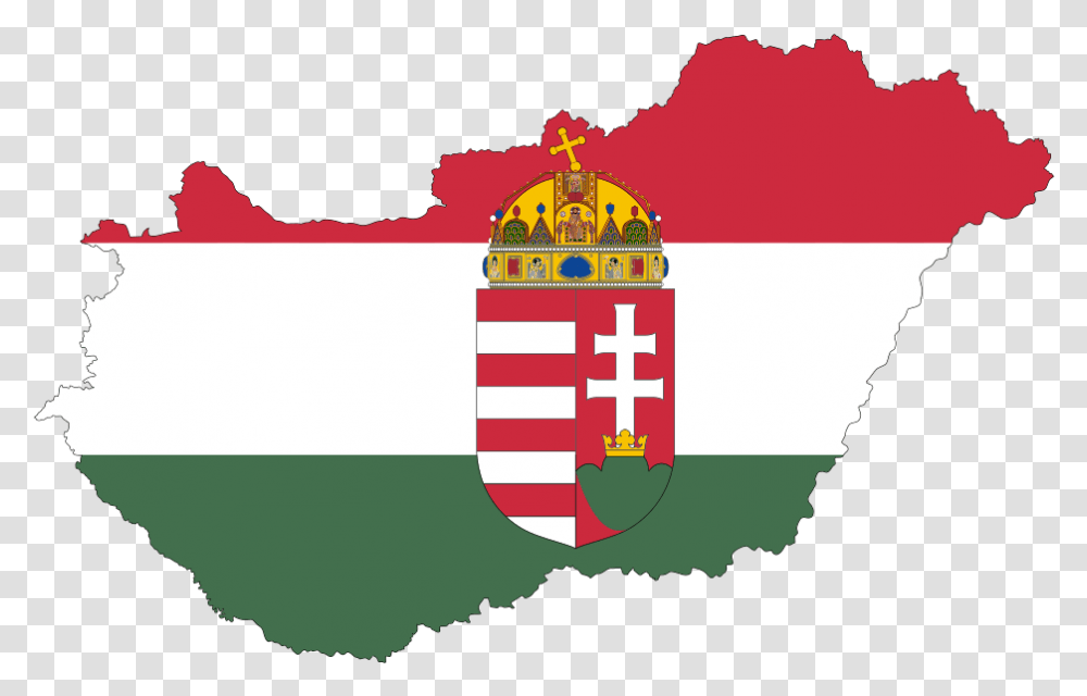 Hungary Map Flag With Stroke And Coat Of Arms Map Of Hungary With Flag, Armor, Logo, Trademark Transparent Png