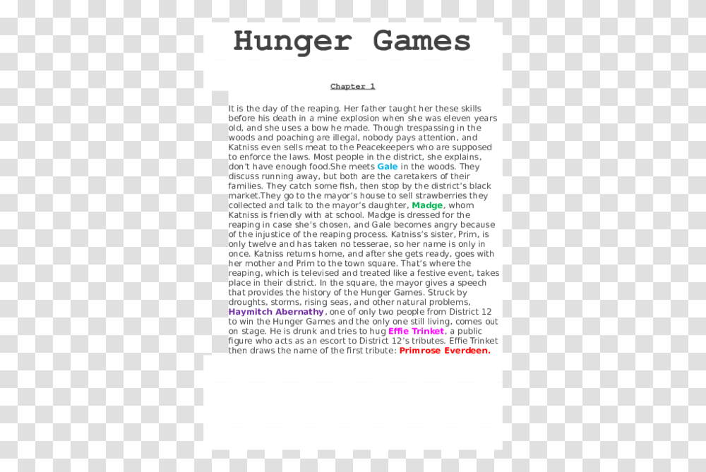 Hunger Games Birthday Scenario, Word, Page, Document Transparent Png