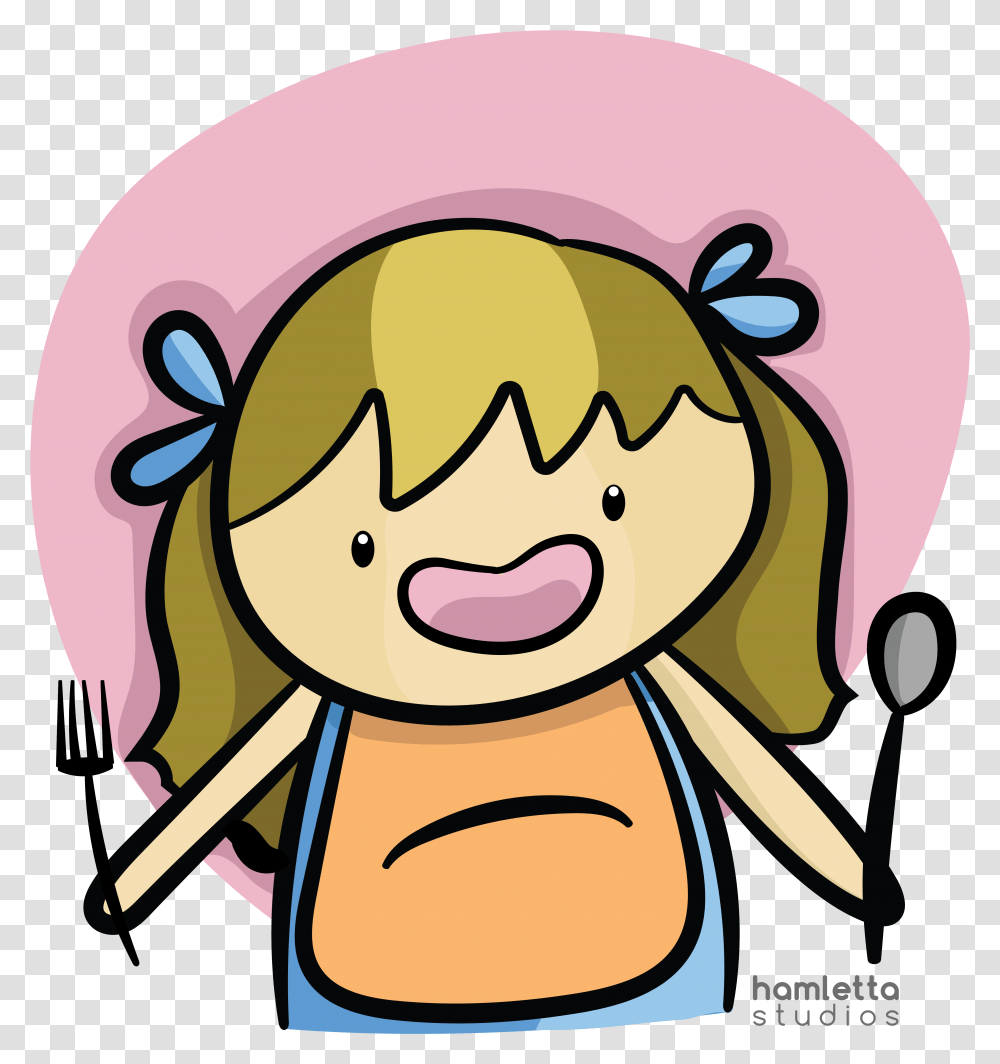 Hungry Girl Hungry Girl Cartoon Hungry Girl Cartoon Girl Hungry, Label, Doll, Toy Transparent Png