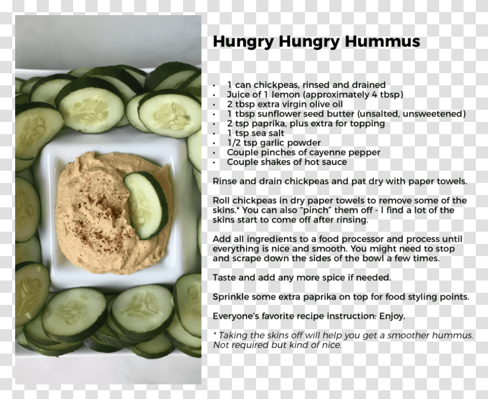 Hungry Hungry Hummus Recipe Zucchini, Plant, Cucumber, Vegetable, Food Transparent Png