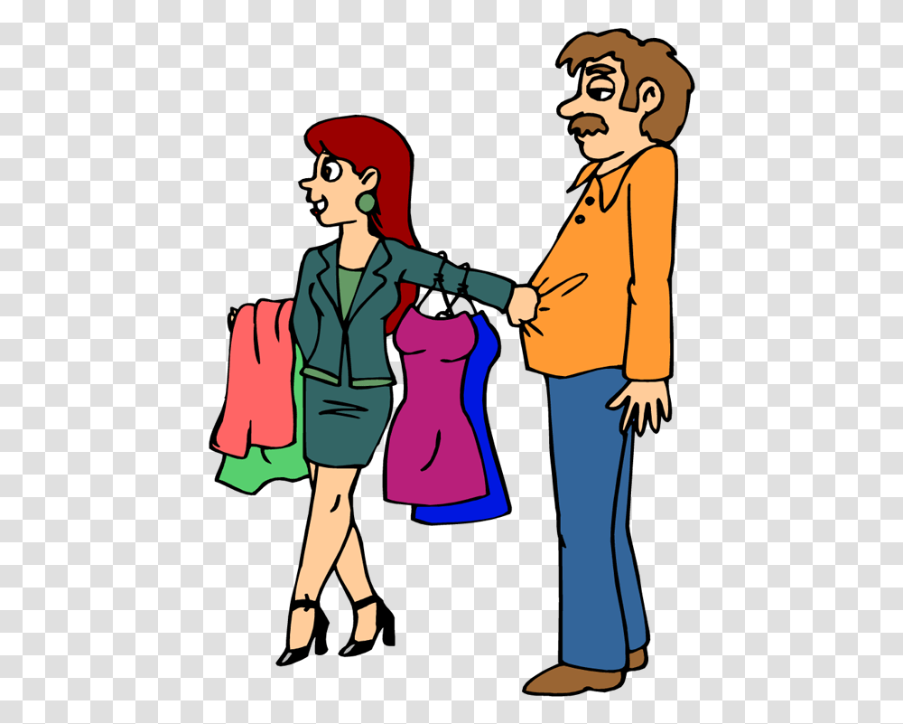 Hunt Clipart Interested Person Husband And Wife Shopping Clipart, Sleeve, Long Sleeve, People Transparent Png